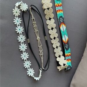 Elegant Floral and Beaded Headband Set